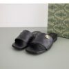 구찌 [GUCCI] 블랙 GG 레더 여성 더블 G 슬라이드 샌들