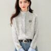 로에베 체크배색 니트가디건