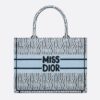 디올 Miss Dior Allover 3D 자수 북 토트 미디엄 백 페일블루