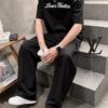 루이비통 스터치 라인 레터링 자수 티셔츠