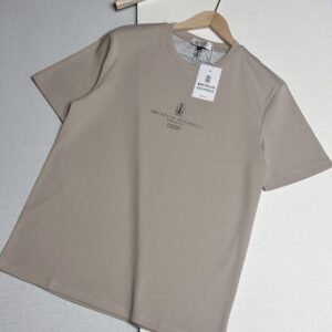 브루넬로쿠치넬리 (Brunello Cucinelli)  슬림 핏 로고 코튼 티셔츠