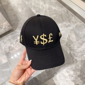 생로랑 & NEWERA 콜라보 골드 자수 시그니처 모자