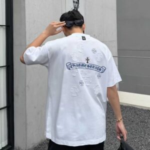 크롬하츠 홀슈스 자수 스틸 크로스 패치 티셔츠