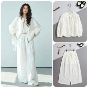 브루넬로쿠치넬리 [ B*unello Cucinell ] 수입 프론트 로트헴 오간자 자켓 & 팬츠 SET