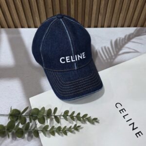 셀린느 로고자수 베이스볼 캡 - 데님