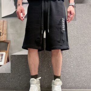 크롬하츠 크로스 레터링 스웻 하프팬츠