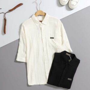 로로피아나 [ LORO ] 로고 유틸리티 반팔 린넨 셔츠