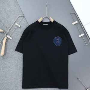 크롬하츠 빈티지 홀스슈 데님 로고 자수 라운드 반팔 티셔츠