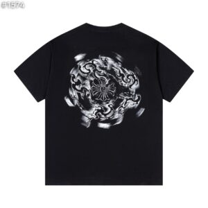 크롬하츠 홀스슈 크로스 플레임 반팔 티셔츠