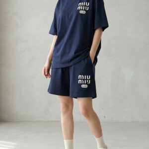 미우미우 메인 로고 오버핏 하프 셋업