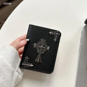 크롬하츠 스크롤 라벨 크로스 엠보 레더 반지갑