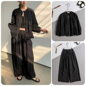 브루넬로쿠치넬리 [ B*unello Cucinell ] 수입 프론트 로트헴 오간자 자켓 & 팬츠 SET -블랙