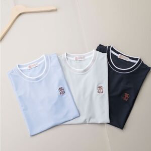 브루넬로쿠치넬리 [Brunello Cucinelli] 시그니처 자수 로고 라운드 티셔츠