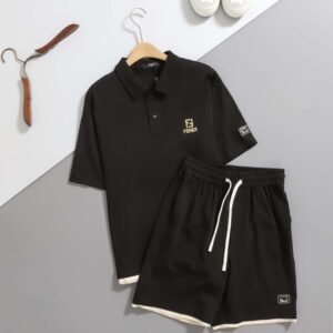 펜디 [ F.D ] 로고 자수 레이어드 반팔 & 쇼츠 SET