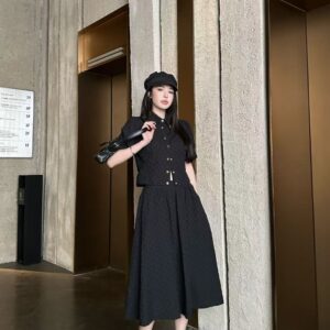 루이비통 모노그램 자카드 셔츠 & 미디 스커트 set