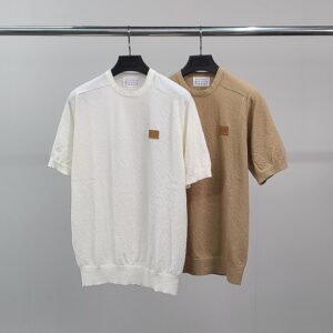 마르지엘라 넘버탭 부클 라운드 반팔 니트